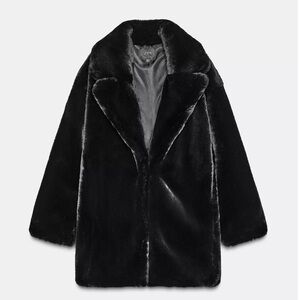 Zara Faux Fur Coat in black size M